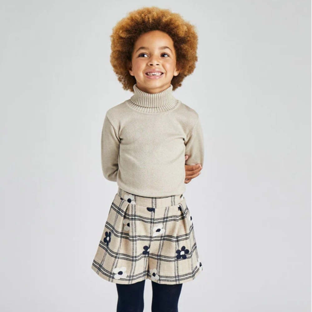 MAYORAL Girl's Flower Embroidered Shorts